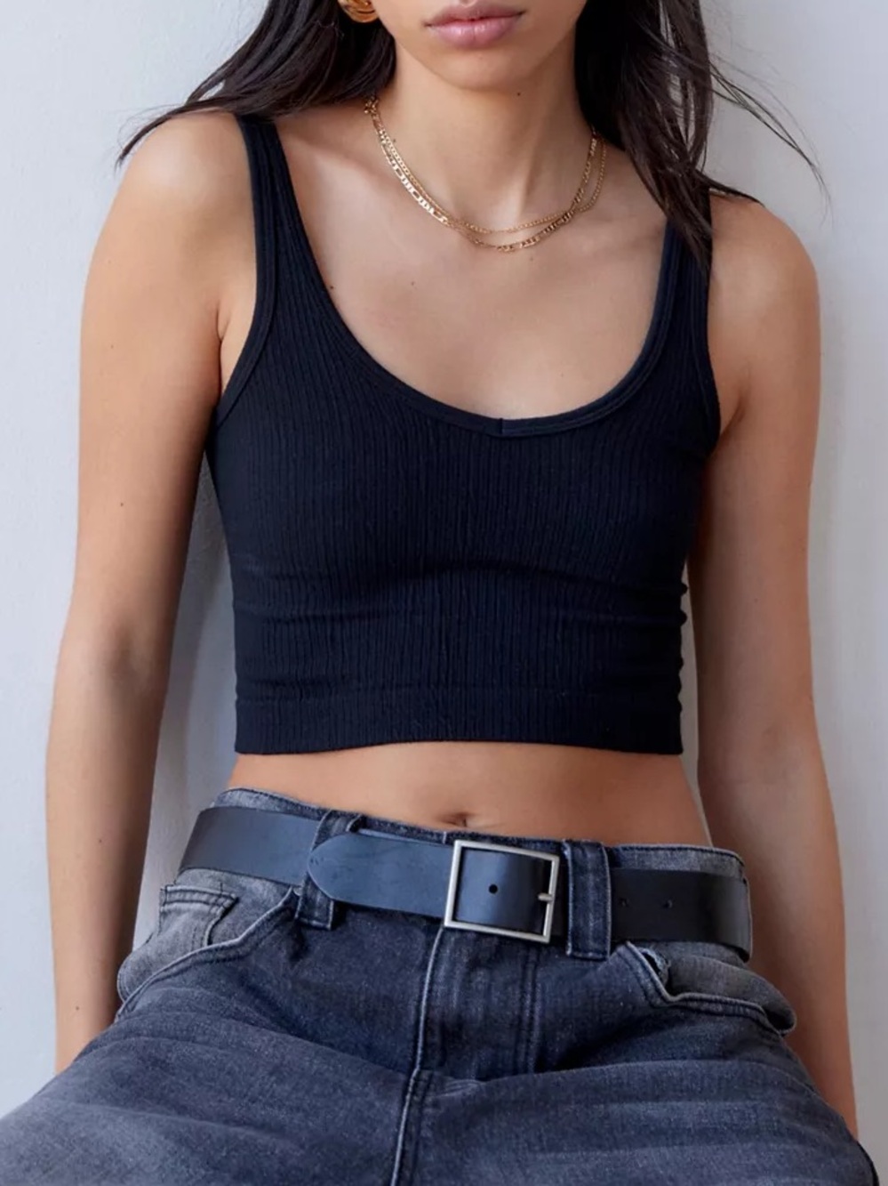 Urban outfitters out from under drew Ribbed Navy Crop Tank Medium